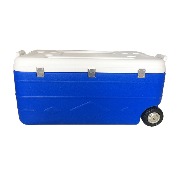 180 Liter Ice Cooler Box with Lid，1 set of Wheels and a Swing Handle to Tow